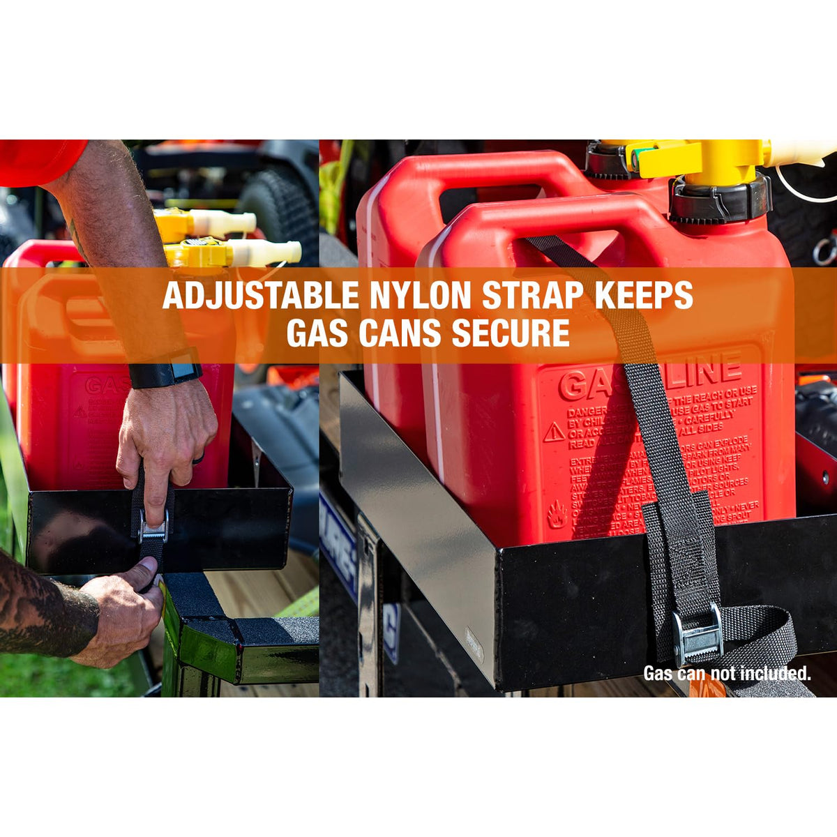 Carbon Steel Gas Container Rack with Nylon Strap, Black E6293