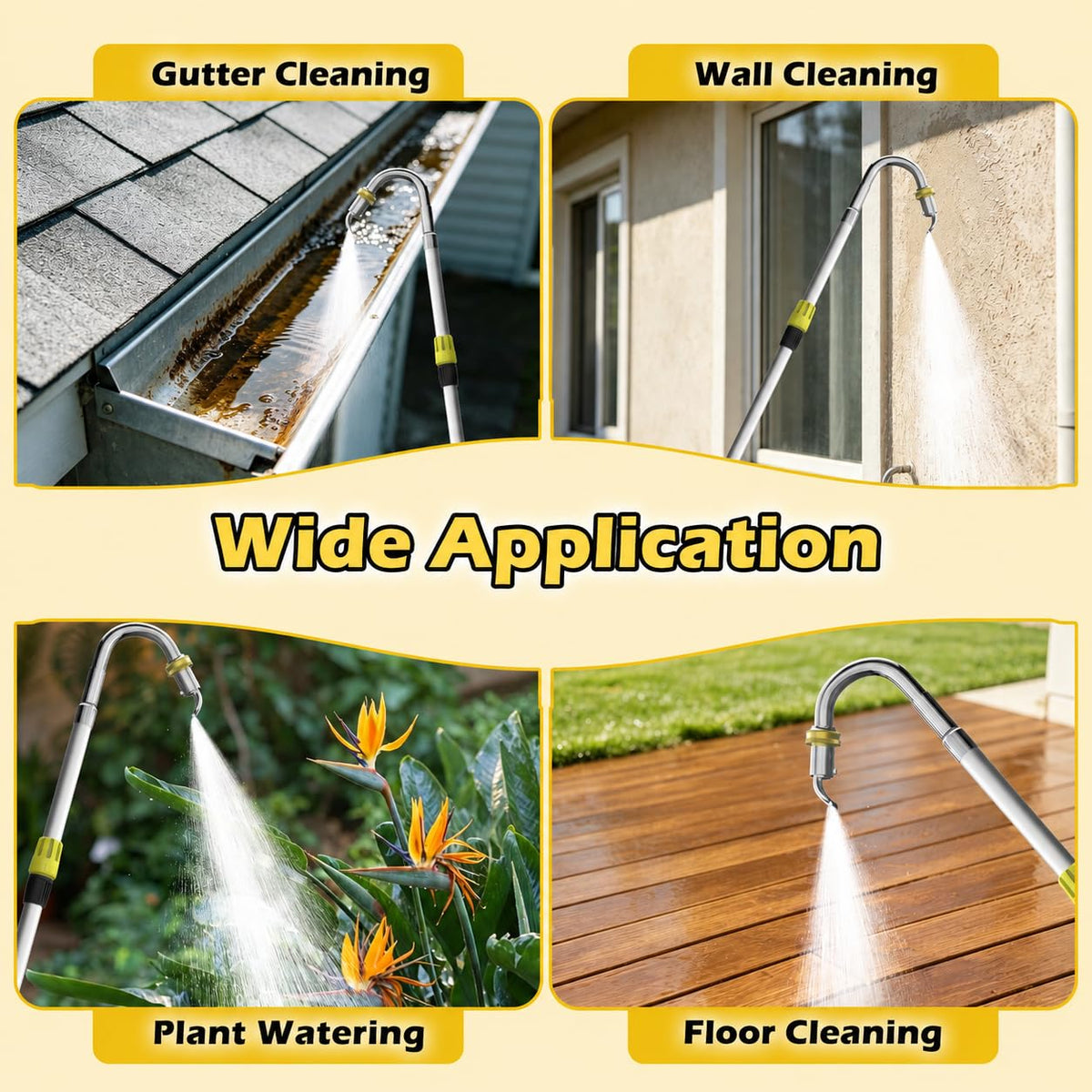 24FT Telescopic Gutter Cleaning Tool with 360° Rotatable Metal Head H405100