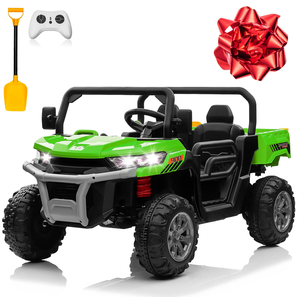 24V 4WD Ride on Truck Car with Dump Bed, 2 Seaters, Remote Control, Green N2511