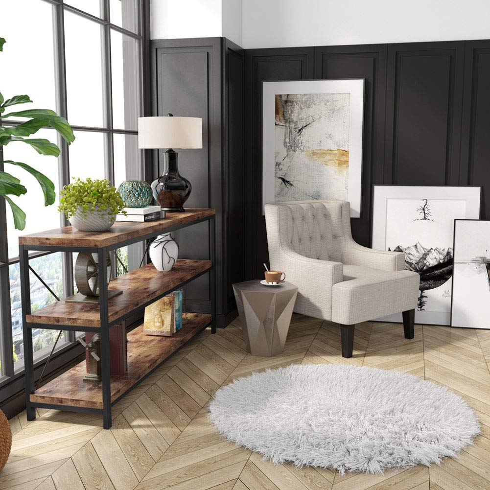 55 Inches 3 Tiers Console Table with Storage Shelves Y562