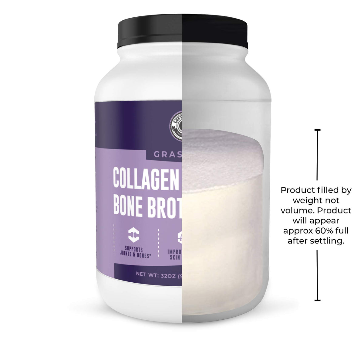 Collagen Bone Broth Powder, Unflavored, 2lb E374278