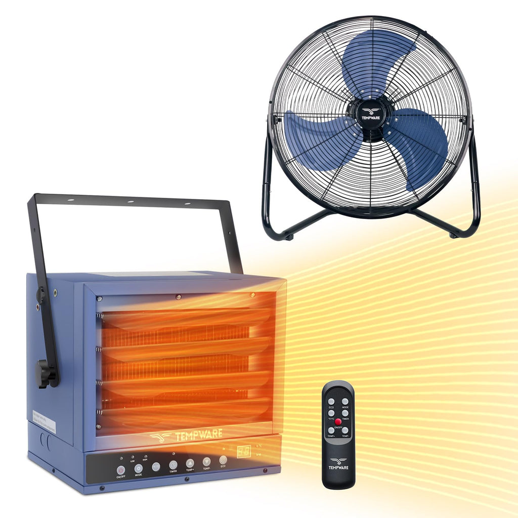 20 Inch High Velocity Floor Fan and 5000W Electric Garage Heater P5450