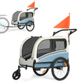 Dog Bike Trailer, 2-in-1 Pet Stroller Cart Bicycle Carrier, Folding with Quick Release Wheels N8447
