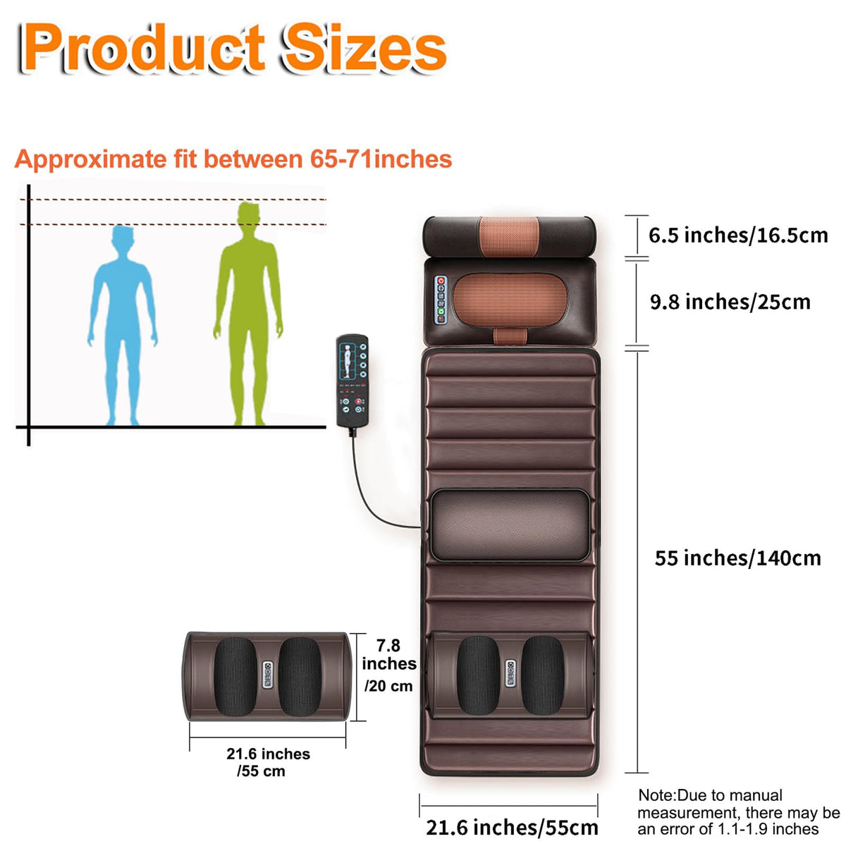 Vibration Massage Mat with Neck Headrest and Leg Foot Massagers Z745