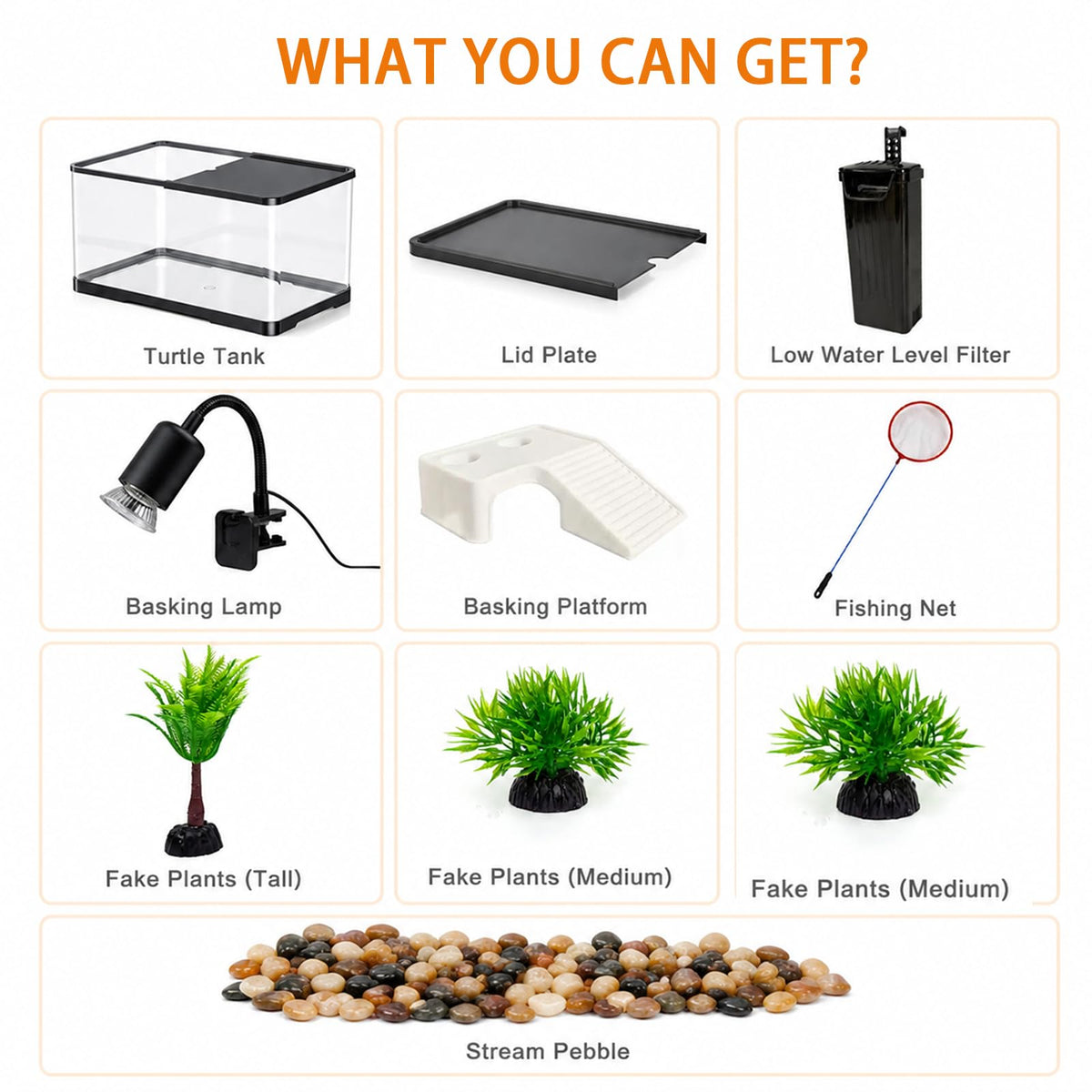 Acrylic Aquarium Starter Kit with UVB/UVA Lamp, Filter, Basking Platform & Lid Q2546