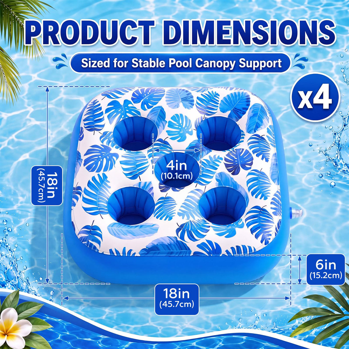 4 Inflatable Base Floats with Cup Holders M44729