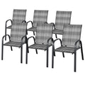 Stackable PE Wicker Patio Arm Chairs Set of 6 Z1935
