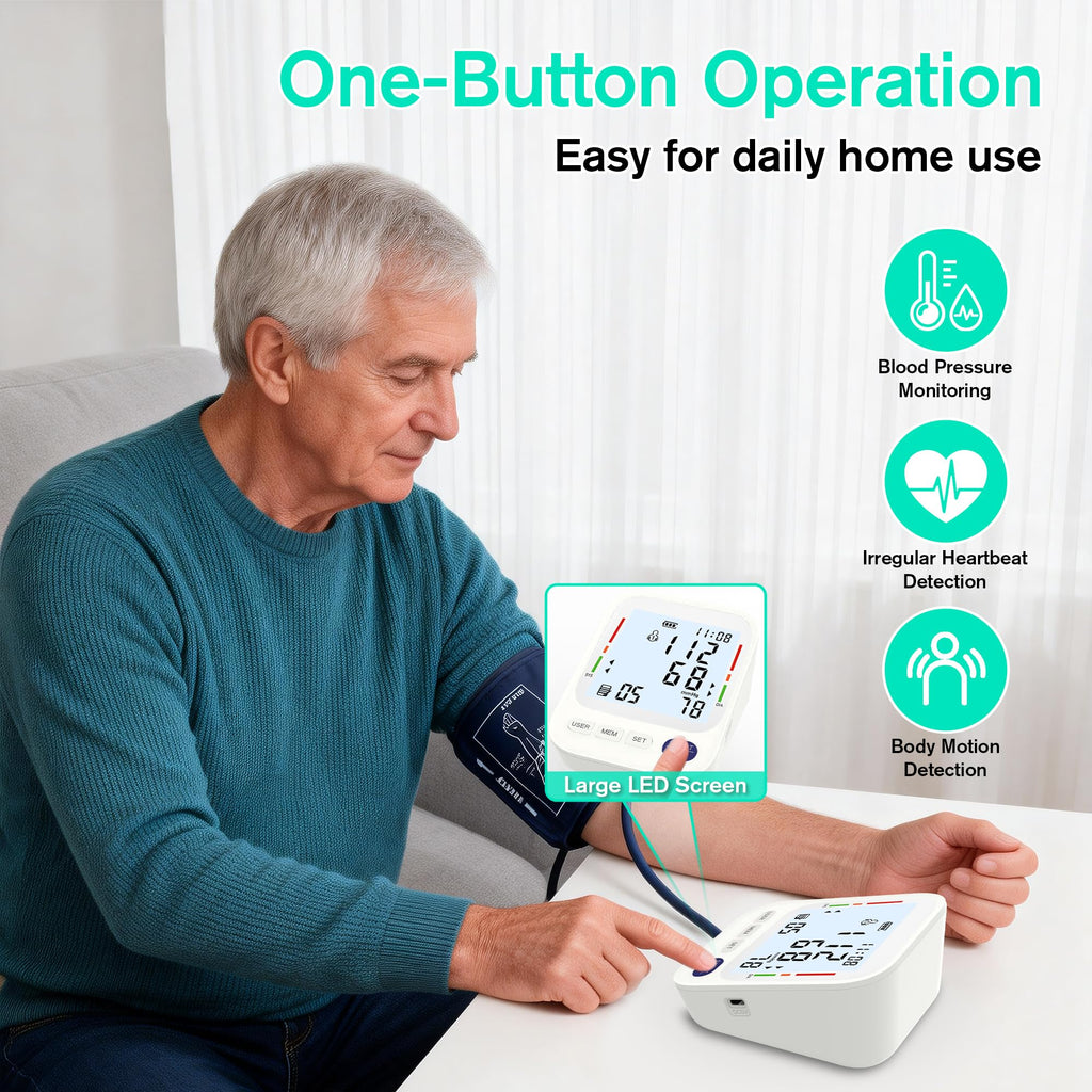 Upper Arm Blood Pressure Monitor with Large LCD Display and Wide Cuff U9067