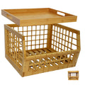 Bamboo Stackable Medium Storage Bins with Serving Tray Lid G6174