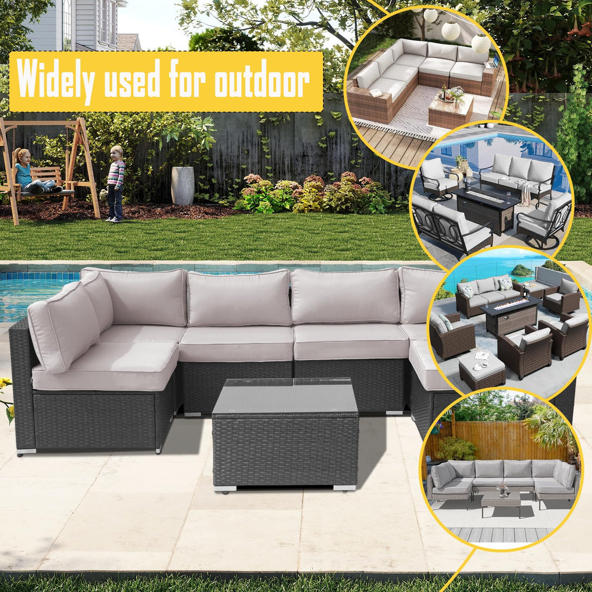 14 Piece Waterproof Outdoor Sofa Cushion Replacement with Zippers I542036