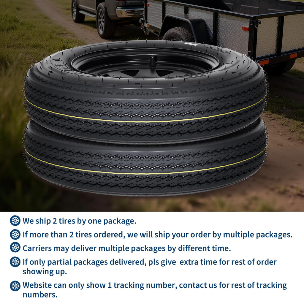 2-Pack Trailer Tire On Rim 5.30-12 4 Lug 12 in Wheels Load Range C Black A234497