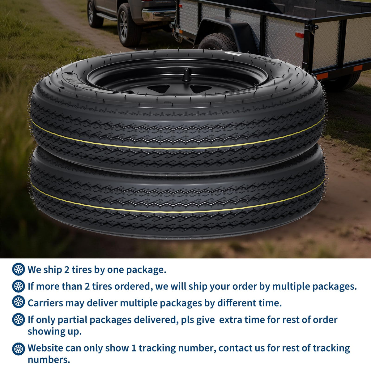 2-Pack Trailer Tire On Rim 5.30-12 4 Lug 12 in Wheels Load Range C Black A234497