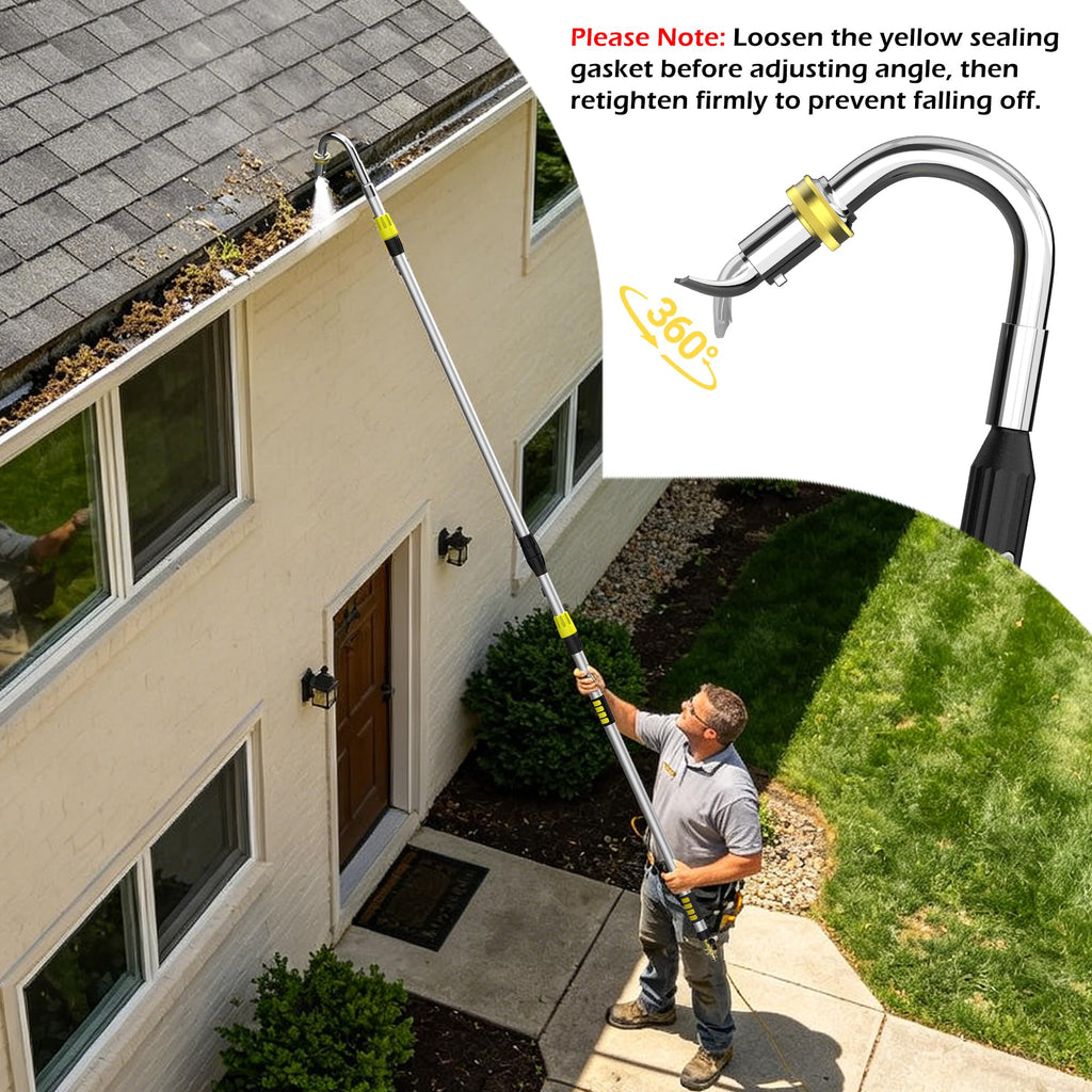 24FT Telescopic Gutter Cleaning Tool with 360° Rotatable Metal Head H405100