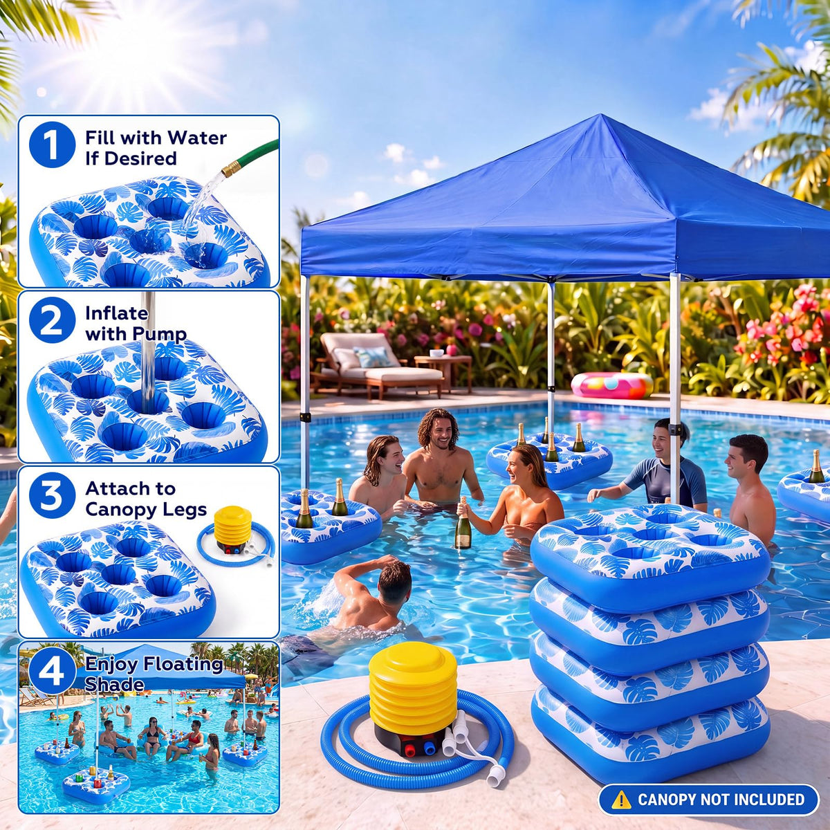 4 Inflatable Base Floats with Cup Holders M44729