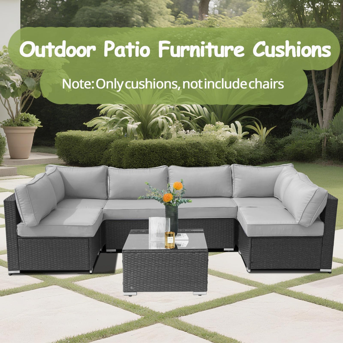 14 Piece Waterproof Outdoor Sofa Cushion Replacement with Zippers I542036