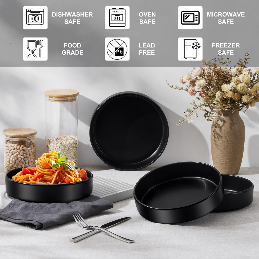 Black 24-Piece Stoneware Dinnerware Set for 8 B295