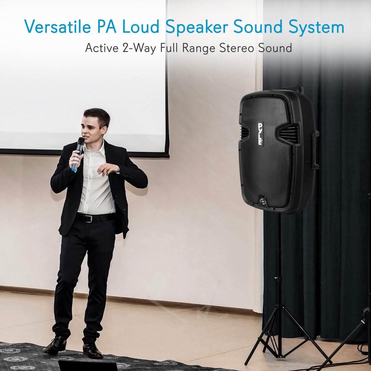 15-inch Portable PA Speaker System with 2 UHF Microphone B43955