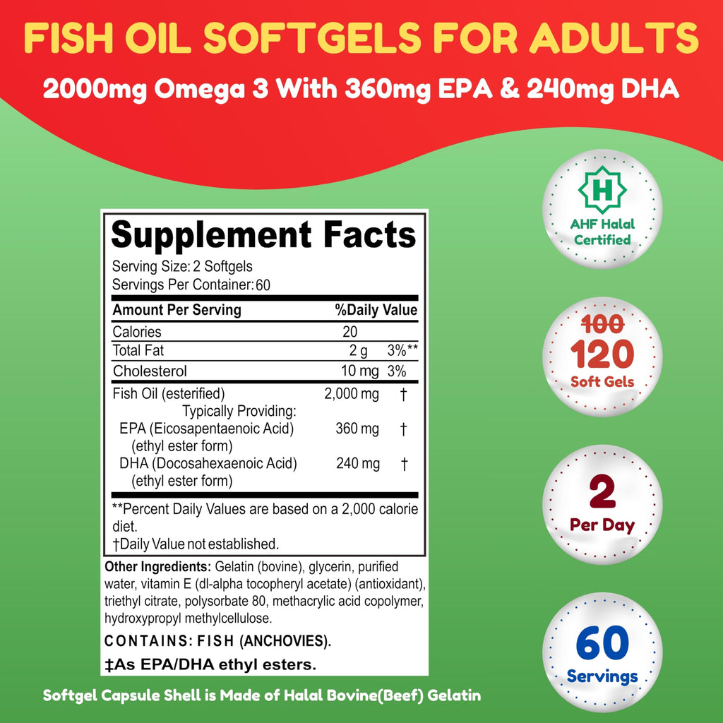 Omega 3 Fish Oil 2000mg 120 Softgels Y25092