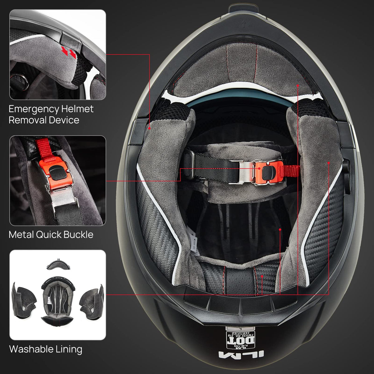 Matte Black Large Modular Full Face Motorcycle Helmet G819313