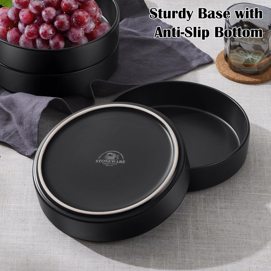 Black 24-Piece Stoneware Dinnerware Set for 8 B295