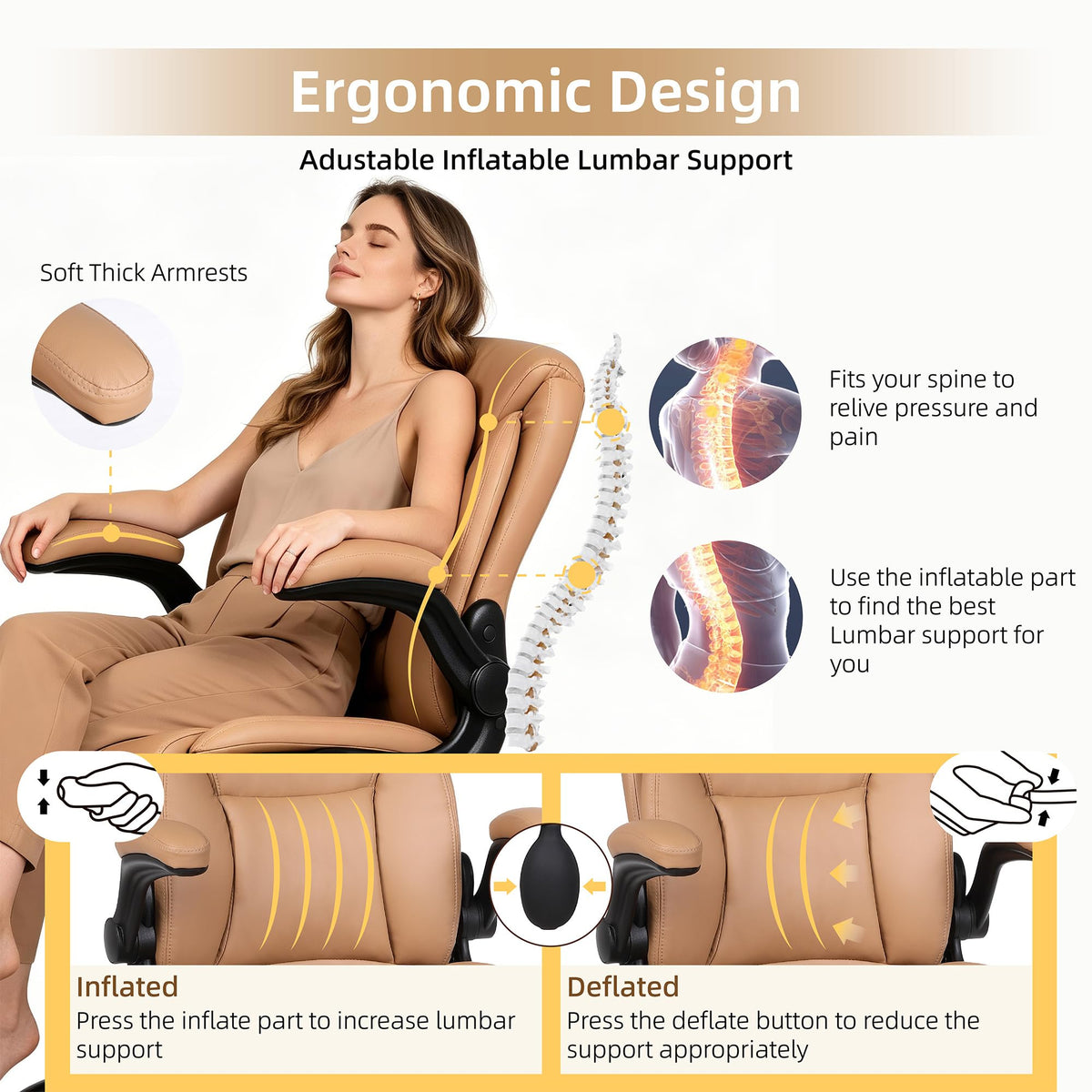 Brown PU Leather Drafting Chair T955282