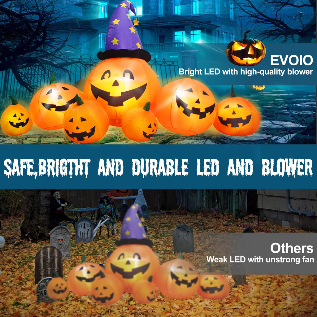 8 FT Inflatable Pumpkins and Witch Hat with Built-in LED Lights S659140