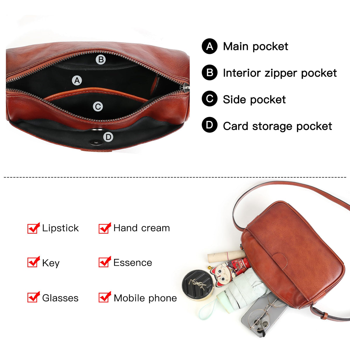 Genuine Leather Crossbody Bag O18645