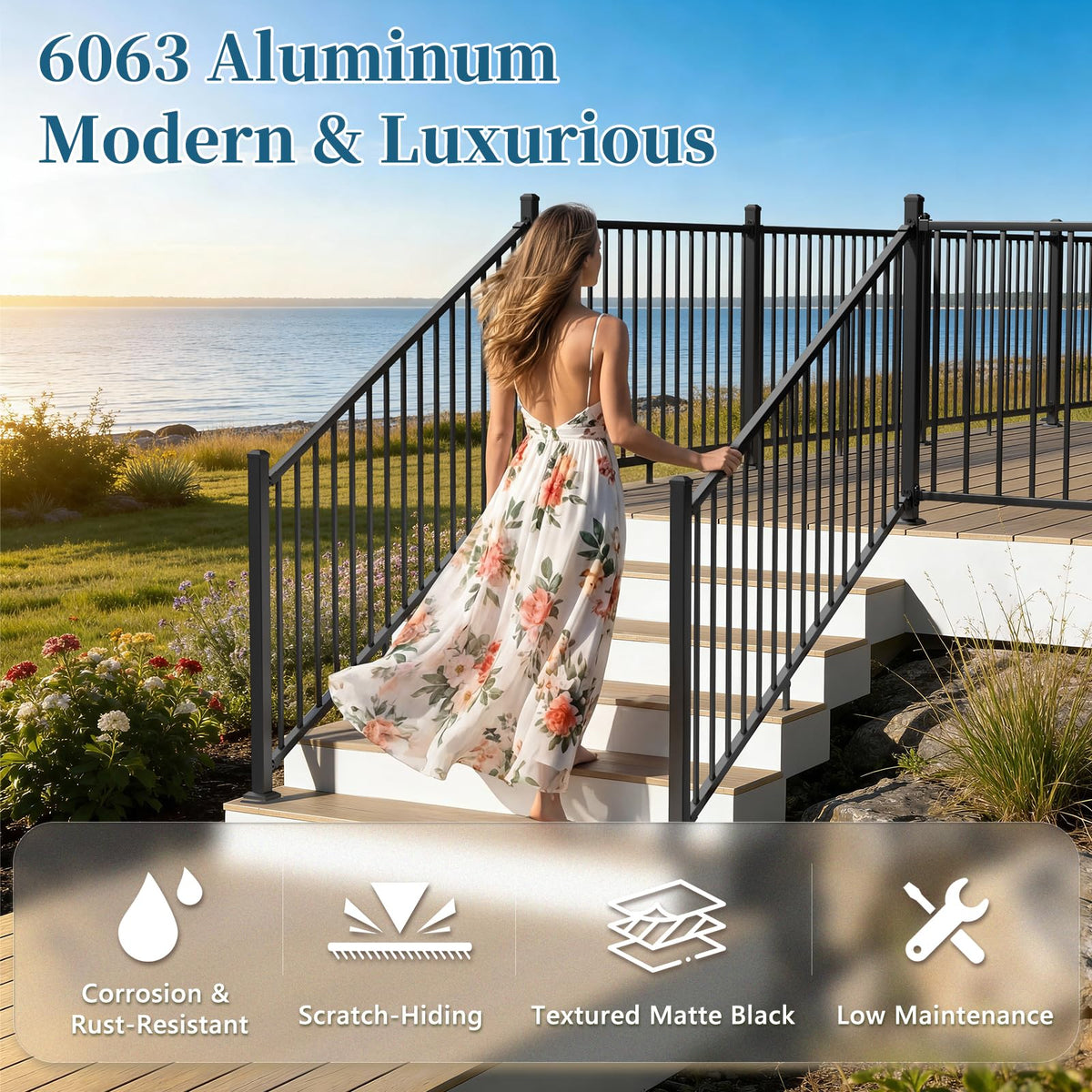 Aluminum Angle-Adjustable Stair Railing Kit U480799