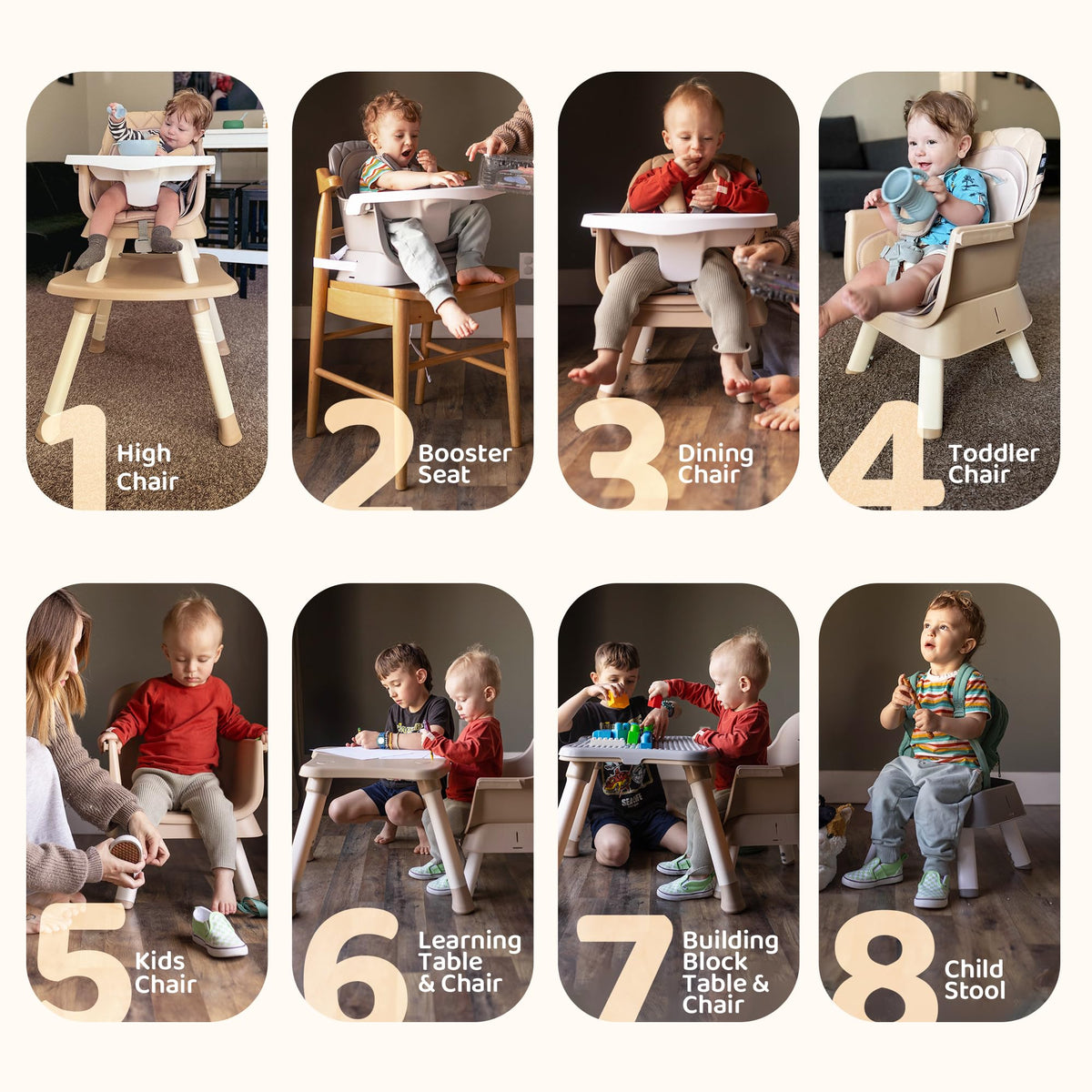 8-in-1 Convertible Baby High Chair O8072