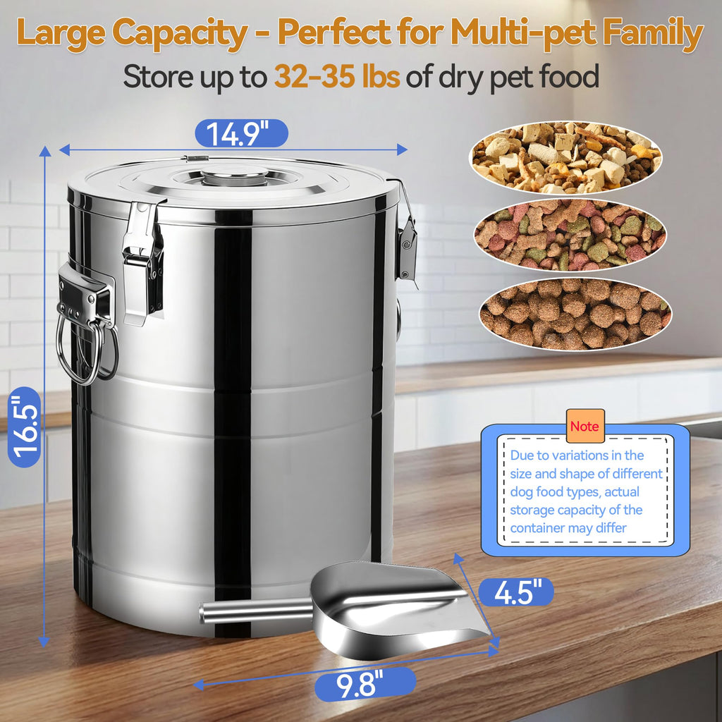 Stainless Steel Dog Food Storage Container with Scoop G674