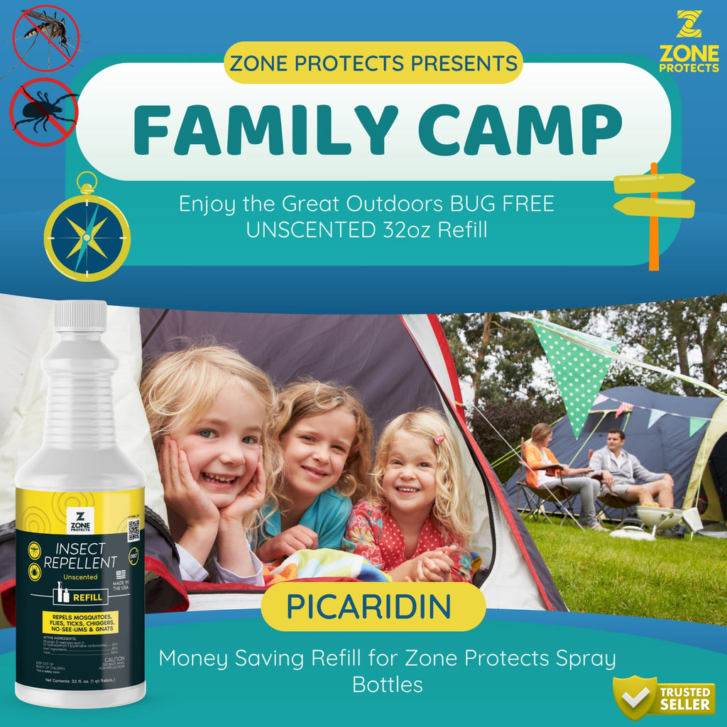 Picaridin Insect Repellent Refill, 32oz, 12-Hour DEET-Free Unscented Spray Q682