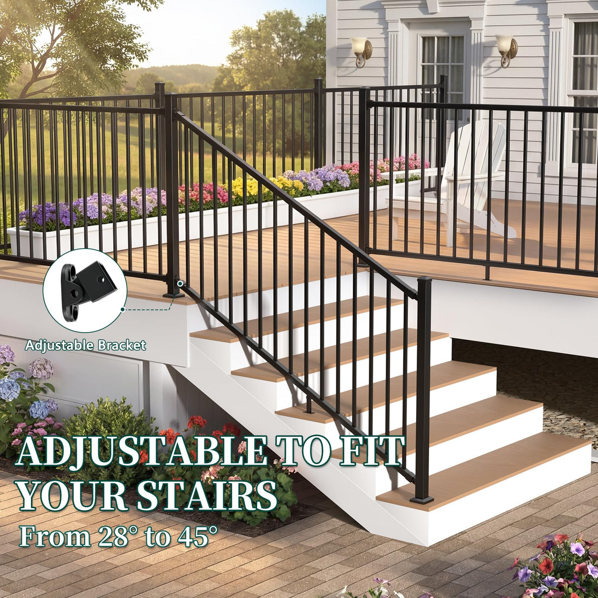 Aluminum Angle-Adjustable Stair Railing Kit U480799