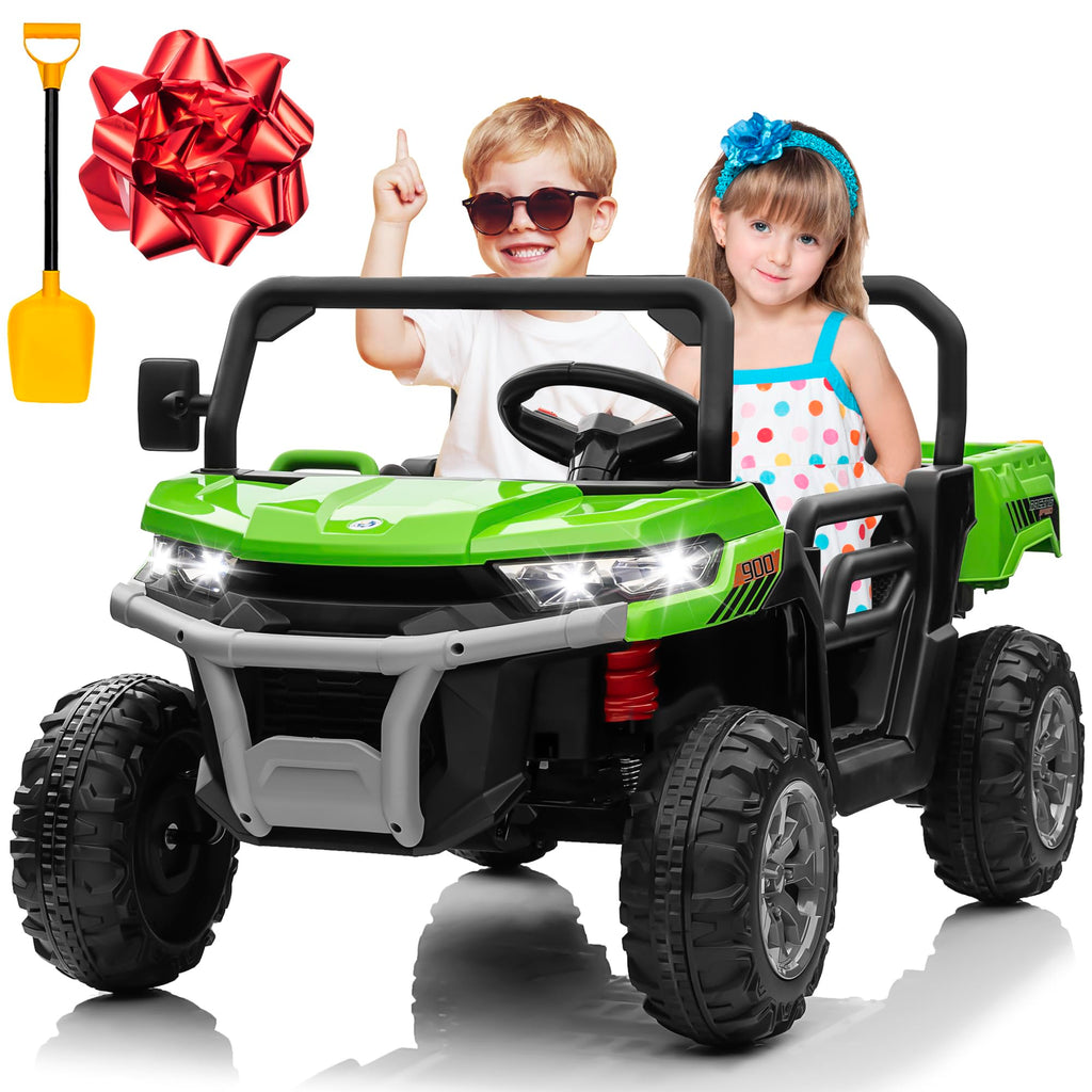 24V 4WD Ride on Truck Car with Dump Bed, 2 Seaters, Remote Control, Green N2511