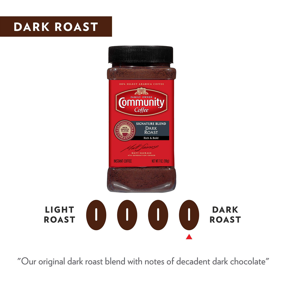 Dark Roast Instant Coffee 7 Ounce Jar Pack of 4 D8820