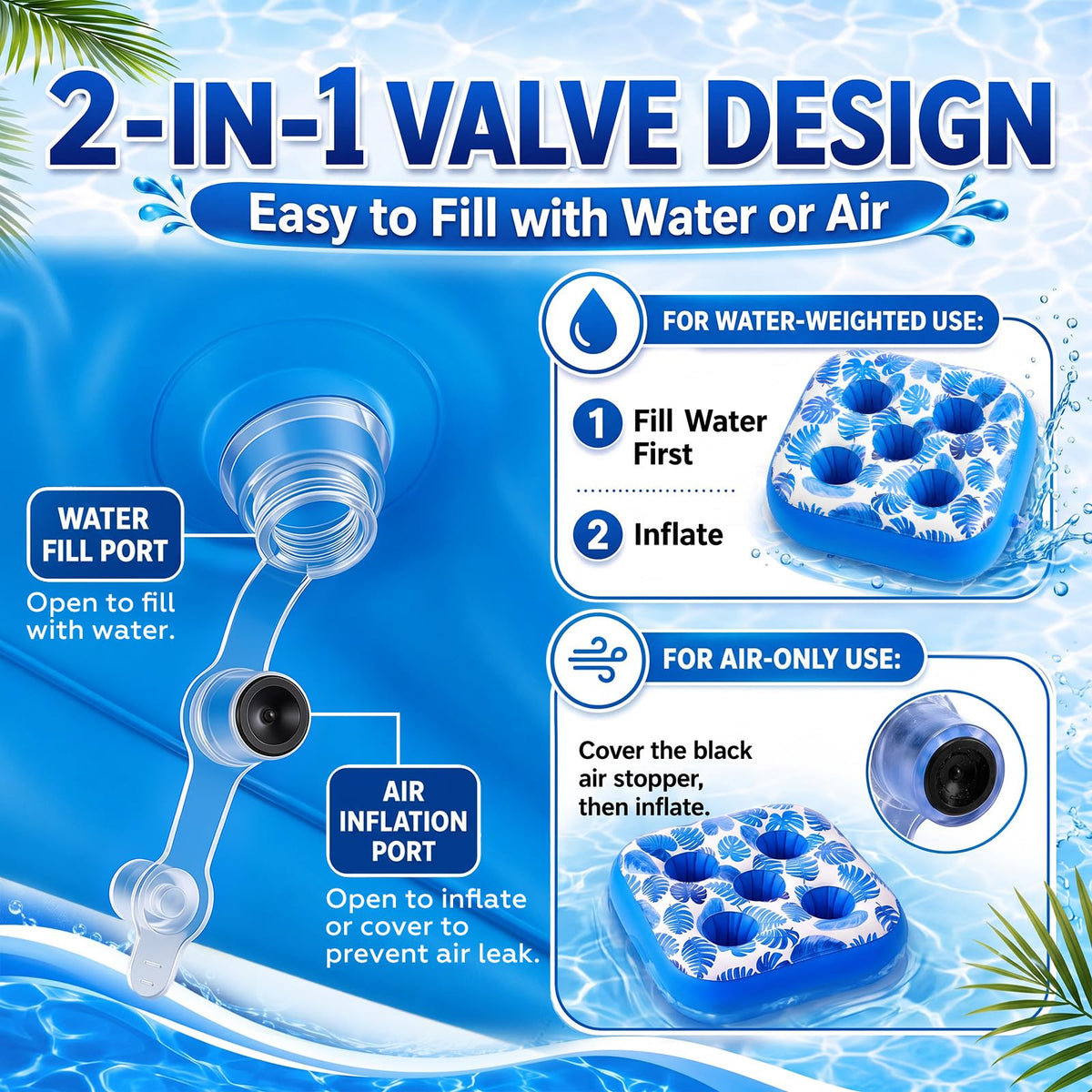 4 Inflatable Base Floats with Cup Holders M44729