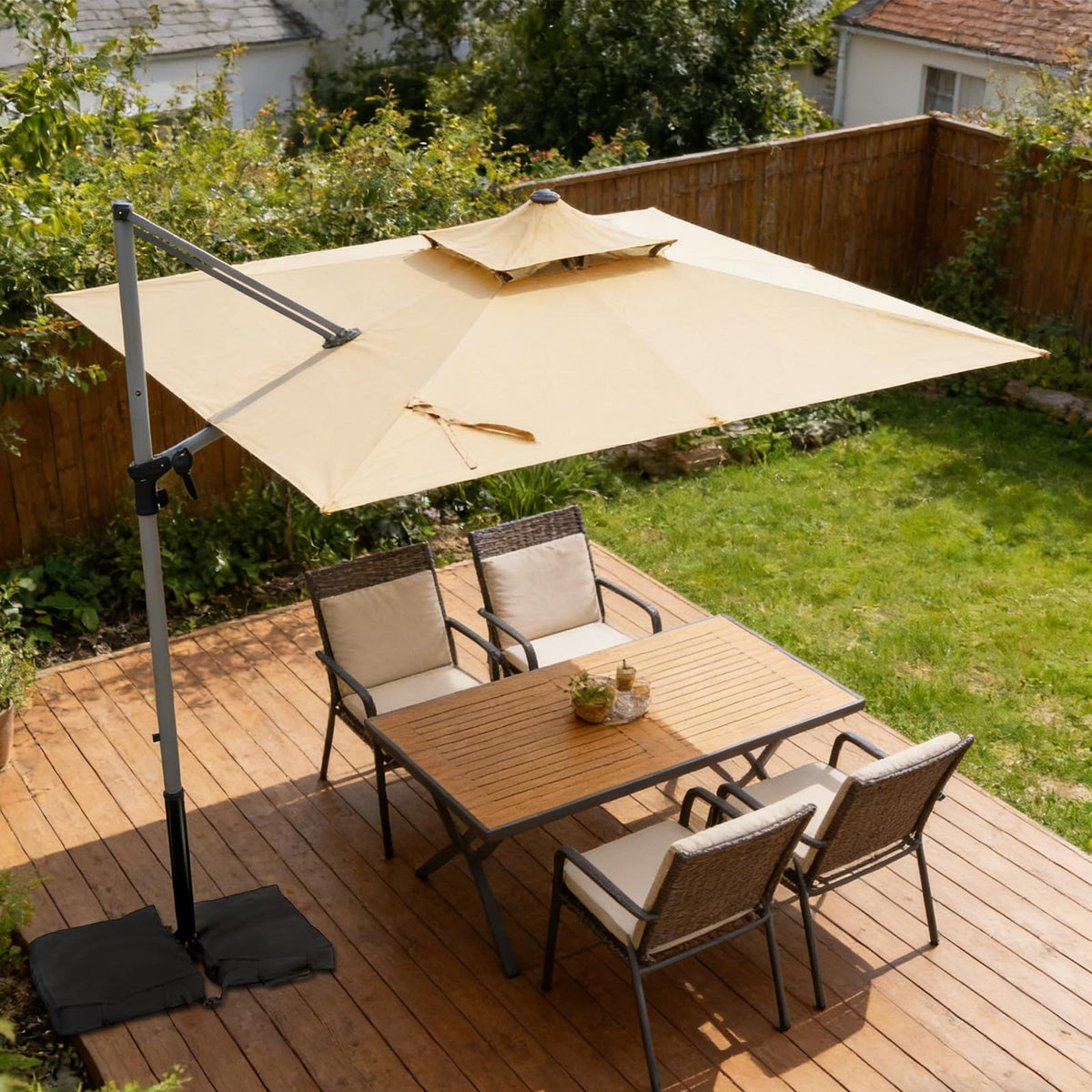Rectangle Aluminum Offset Patio Umbrella, Beige F476392