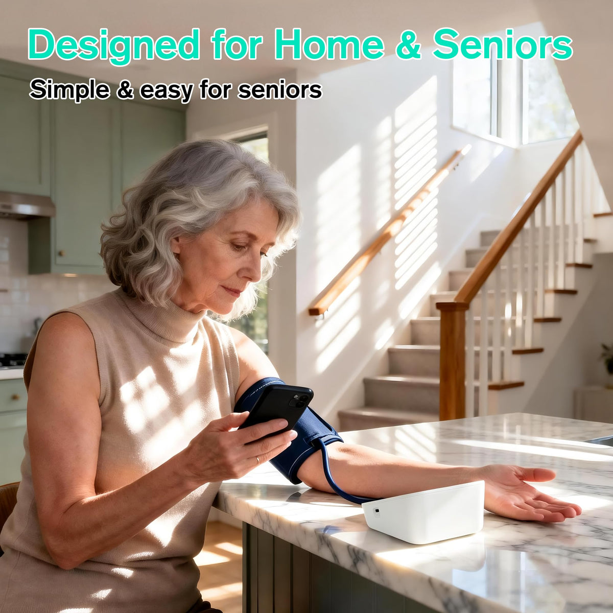 Upper Arm Blood Pressure Monitor with Large LCD Display and Wide Cuff U9067