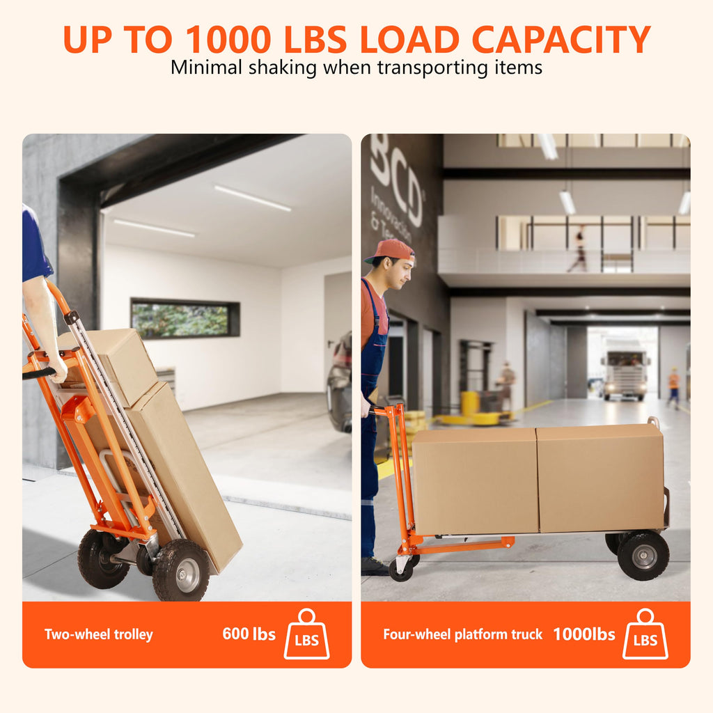 Aluminum 3 in 1 Folding Hand Truck 1000 LBS Capacity P65396