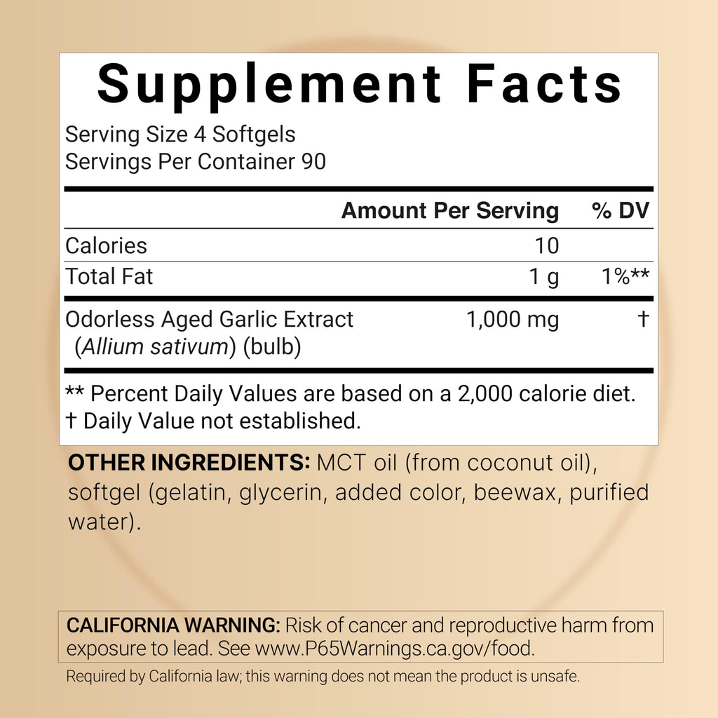 Aged Garlic Extract 1,000mg 360 Odorless Softgels N33019