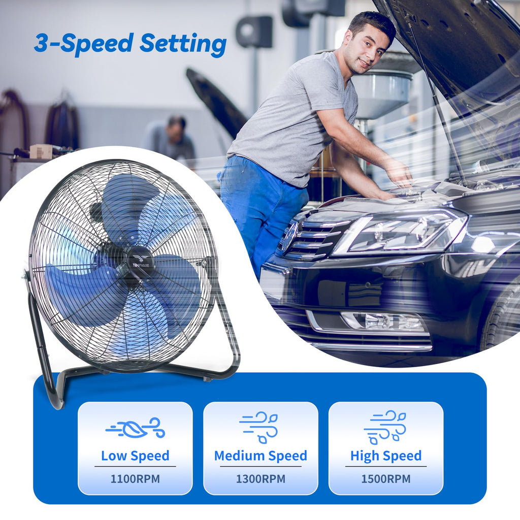 20 Inch High Velocity Floor Fan and 5000W Electric Garage Heater P5450