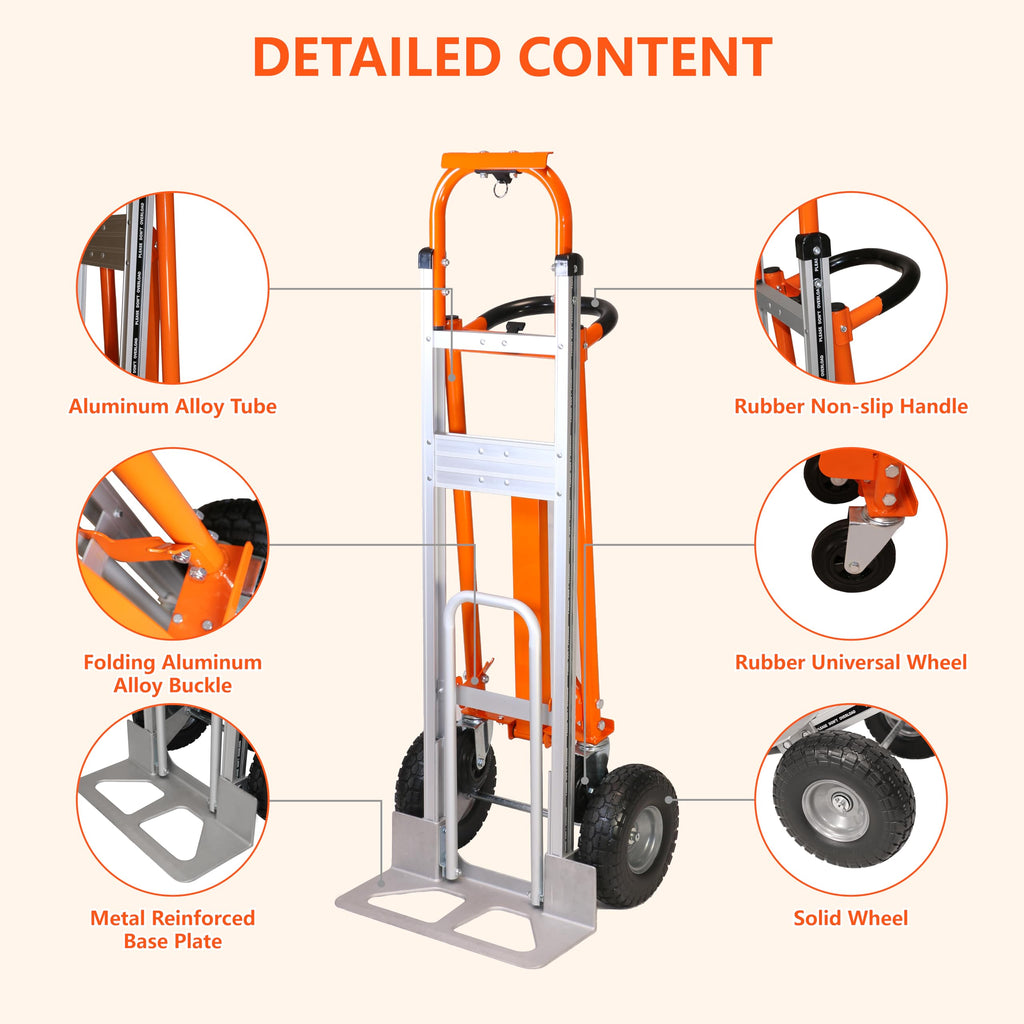 Aluminum 3 in 1 Folding Hand Truck 1000 LBS Capacity P65396
