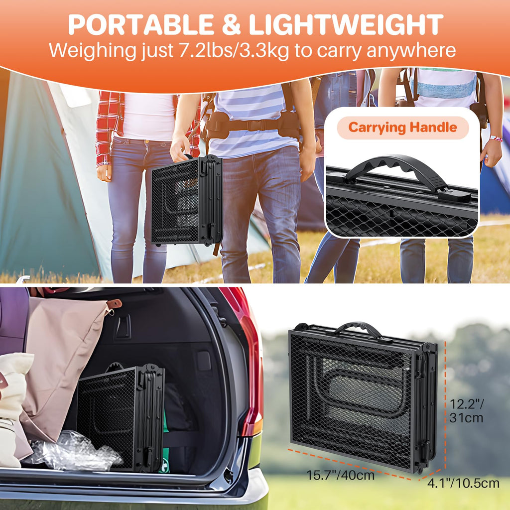 Folding Grill Table 3ft 3 Adjustable Heights Black K968