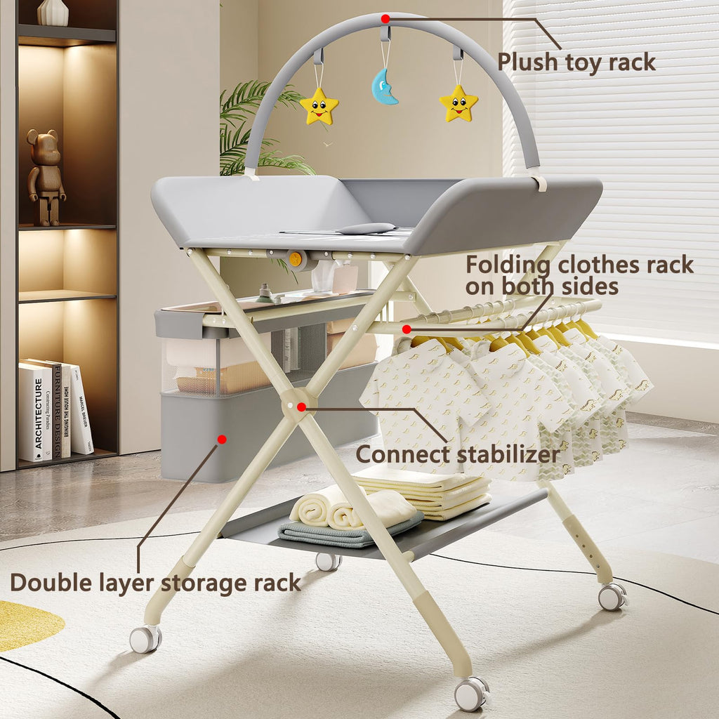 Portable Baby Changing Table with Wheels T484382