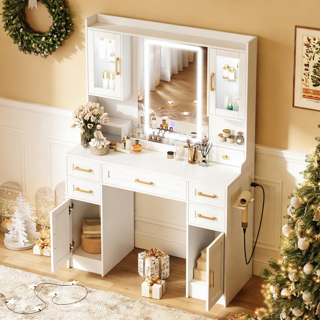 Vanity Desk with Mirror and LED Lights X7671