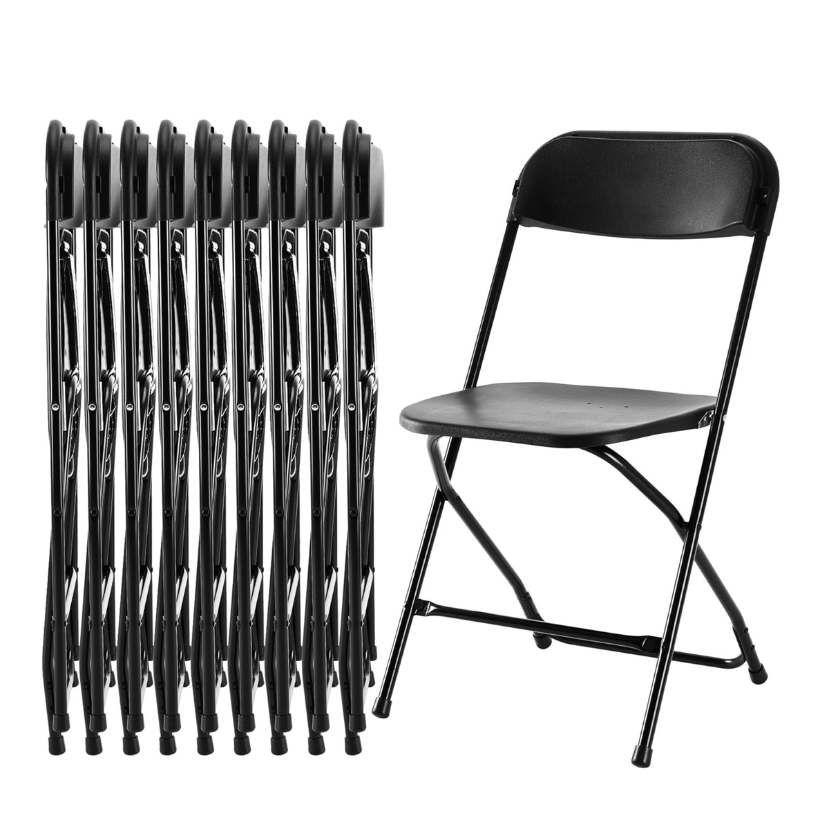 10 Pcs Black Plastic Folding Chair with Metal Frame A308724
