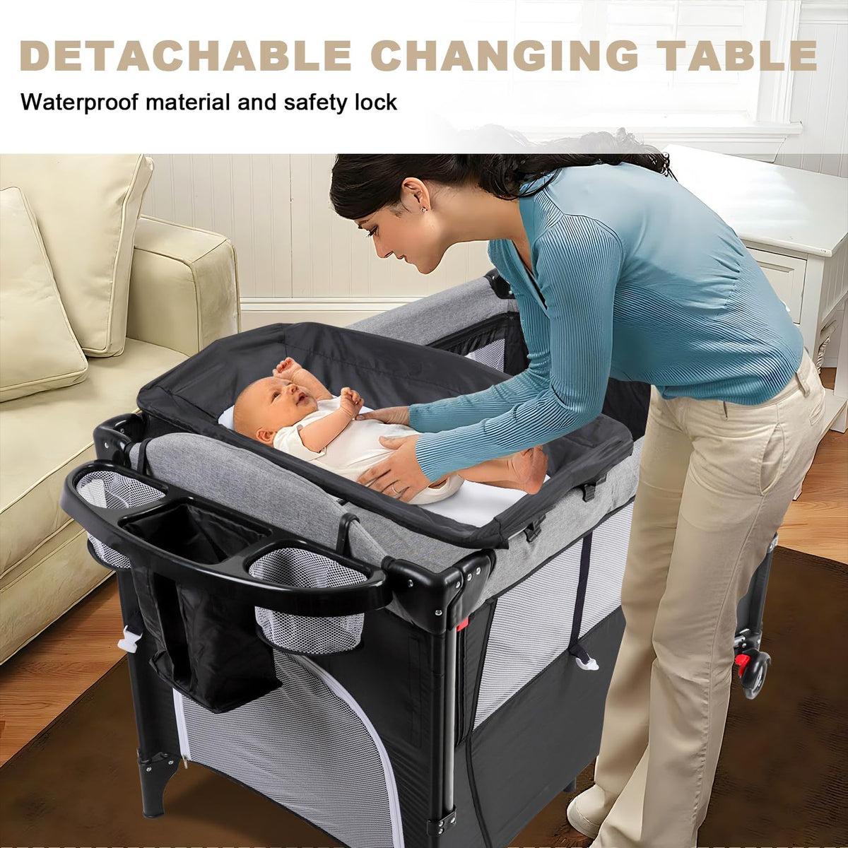 Baby Bedside Crib, Pack and Play, Portable Playard Y975706