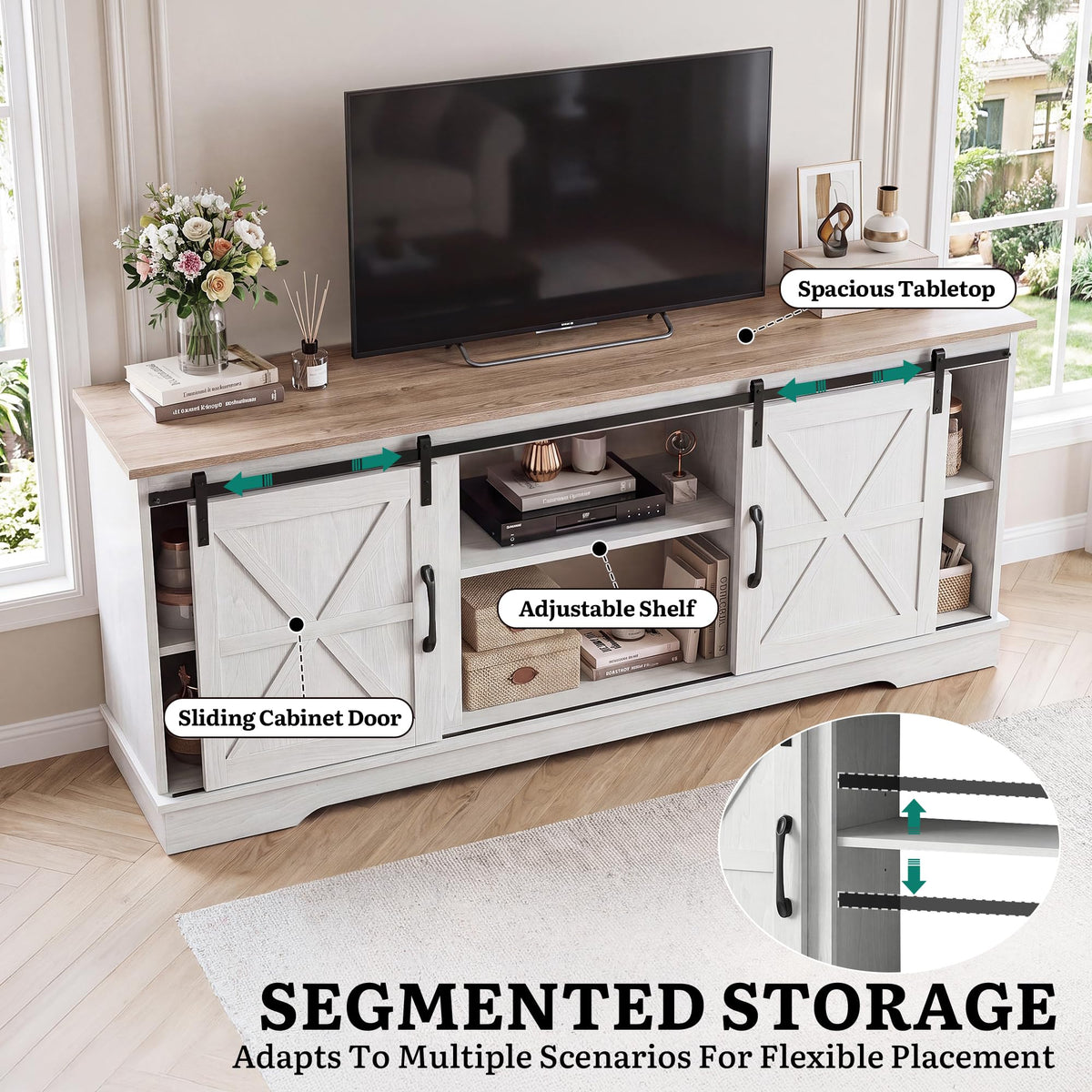 White Grey Wash TV Stand B114663