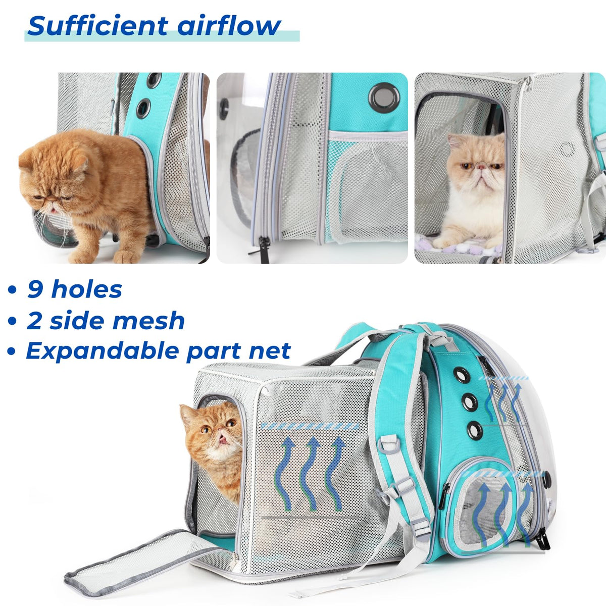 Expandable Cat Backpack with Mini Fan E731