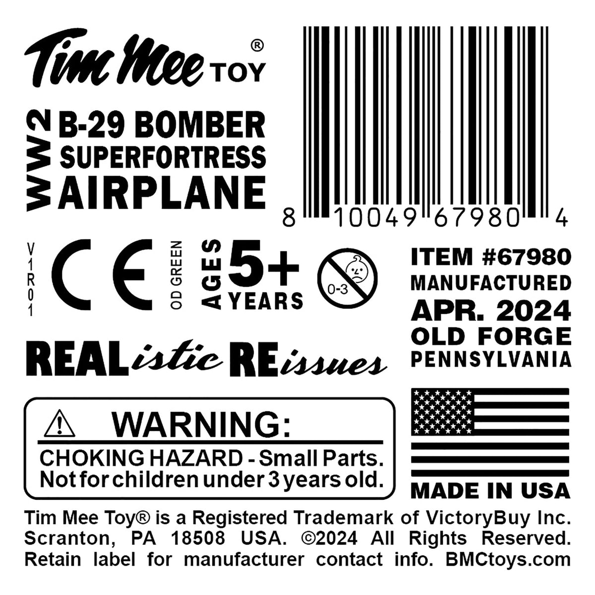 OD Green Plastic Bomber Plane U692473
