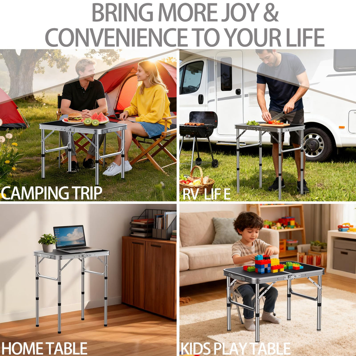 Portable Folding Table 3 Heights Adjustable 23'' L x 16'' W N47874